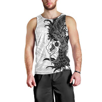 Hawaiian And Japanese Culture Men Tank Top Irezumi Dragon With Polynesian Pattern White LT05 - Polynesian Pride