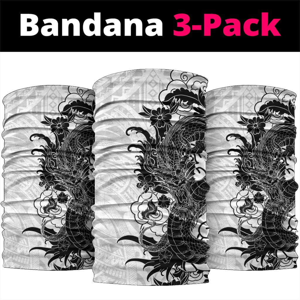 Hawaiian And Japanese Culture Neck Gaiter Irezumi Dragon With Polynesian Pattern White LT05 package One Size: 25*50cm White - Polynesian Pride