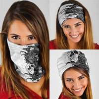 Hawaiian And Japanese Culture Neck Gaiter Irezumi Dragon With Polynesian Pattern White LT05 - Polynesian Pride
