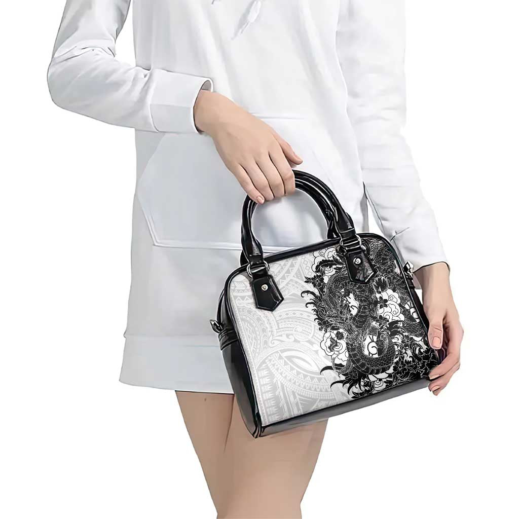 Hawaiian And Japanese Culture Shoulder Handbag Irezumi Dragon With Polynesian Pattern White LT05 - Polynesian Pride