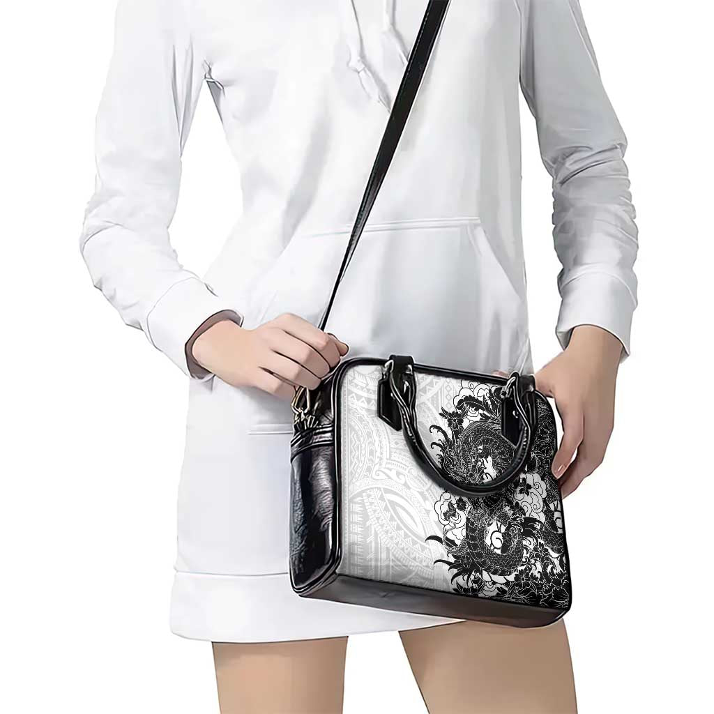 Hawaiian And Japanese Culture Shoulder Handbag Irezumi Dragon With Polynesian Pattern White LT05 - Polynesian Pride