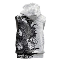 Hawaiian And Japanese Culture Sleeveless Hoodie Irezumi Dragon With Polynesian Pattern White LT05 - Polynesian Pride