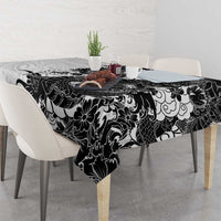 Hawaiian And Japanese Culture Tablecloth Irezumi Dragon With Polynesian Pattern White LT05 - Polynesian Pride
