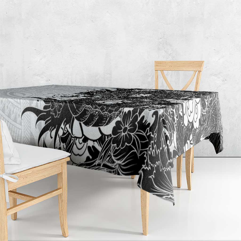 Hawaiian And Japanese Culture Tablecloth Irezumi Dragon With Polynesian Pattern White LT05 - Polynesian Pride