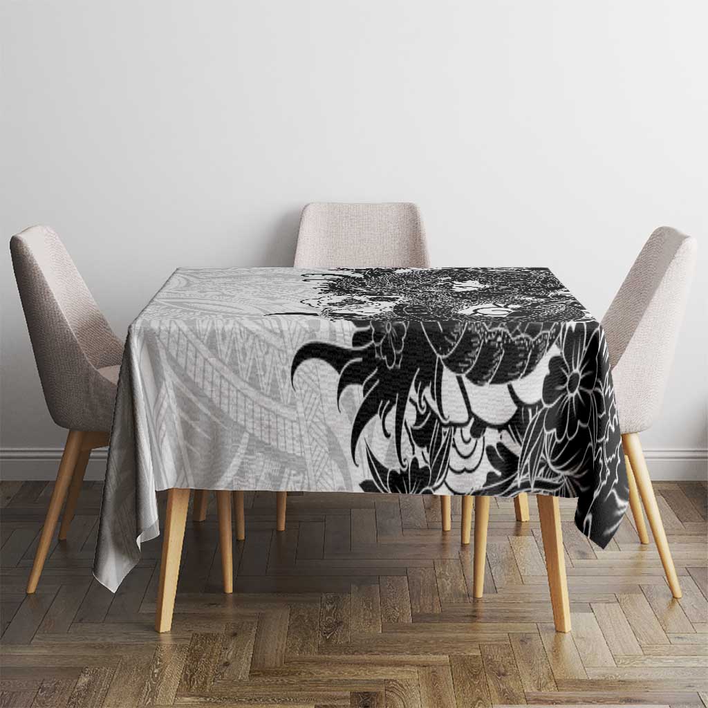 Hawaiian And Japanese Culture Tablecloth Irezumi Dragon With Polynesian Pattern White LT05 - Polynesian Pride