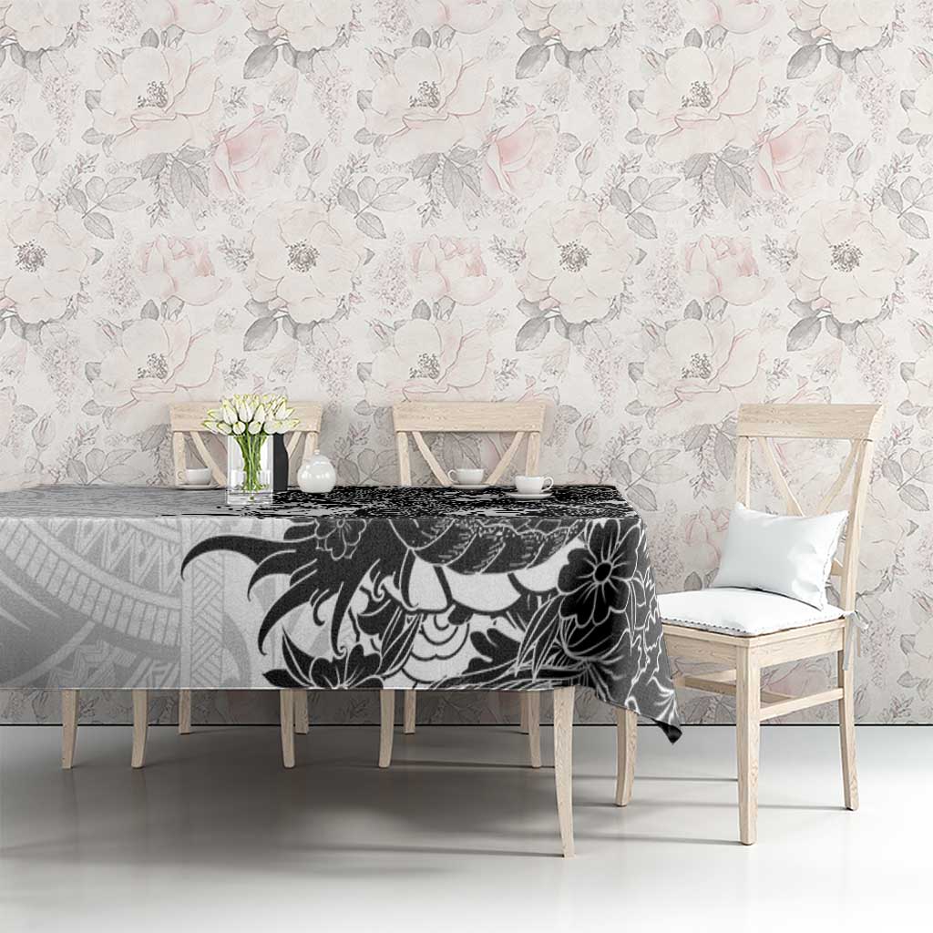 Hawaiian And Japanese Culture Tablecloth Irezumi Dragon With Polynesian Pattern White LT05 - Polynesian Pride