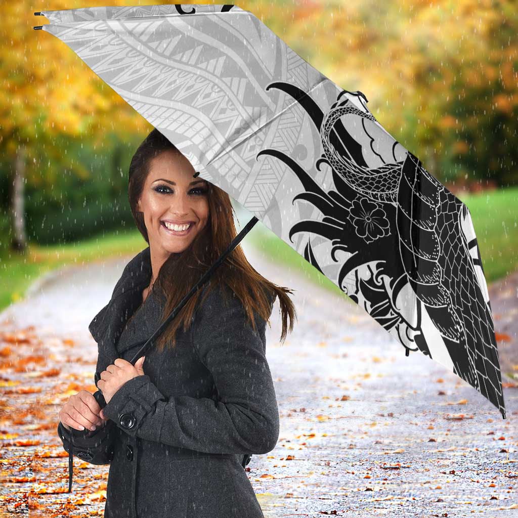 Hawaiian And Japanese Culture Umbrella Irezumi Dragon With Polynesian Pattern White LT05 - Polynesian Pride