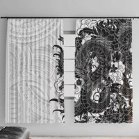 Hawaiian And Japanese Culture Window Curtain Irezumi Dragon With Polynesian Pattern White - Polynesian Pride