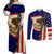 American Samoa Flag Day Couples Matching Off Shoulder Maxi Dress and Long Sleeve Button Shirt Polynesian Tribal Pattern LT05 Blue - Polynesian Pride