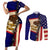 American Samoa Flag Day Couples Matching Short Sleeve Bodycon Dress and Long Sleeve Button Shirt Polynesian Tribal Pattern LT05 Blue - Polynesian Pride