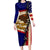 American Samoa Flag Day Family Matching Long Sleeve Bodycon Dress and Hawaiian Shirt Polynesian Tribal Pattern LT05 Mom's Dress Blue - Polynesian Pride