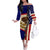 American Samoa Flag Day Family Matching Off Shoulder Long Sleeve Dress and Hawaiian Shirt Polynesian Tribal Pattern LT05 Mom's Dress Blue - Polynesian Pride