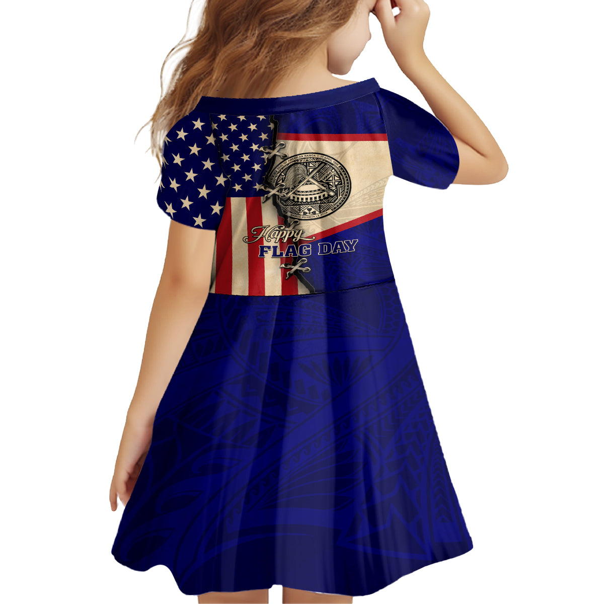 American Samoa Flag Day Kid Short Sleeve Dress Polynesian Tribal Pattern LT05 - Polynesian Pride