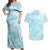 Polynesia Dolphins Under The Sea Couples Matching Off Shoulder Maxi Dress and Hawaiian Shirt Simple Style LT05 Baby Blue - Polynesian Pride