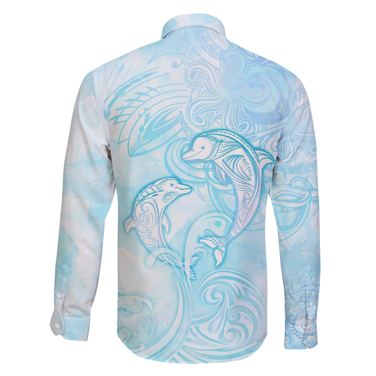 Polynesia Dolphins Under The Sea Family Matching Off Shoulder Long Sleeve Dress and Hawaiian Shirt Simple Style LT05 - Polynesian Pride