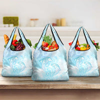 Polynesia Dolphins Under The Sea Grocery Bag Simple Style LT05 3-pack One Size Baby Blue - Polynesian Pride