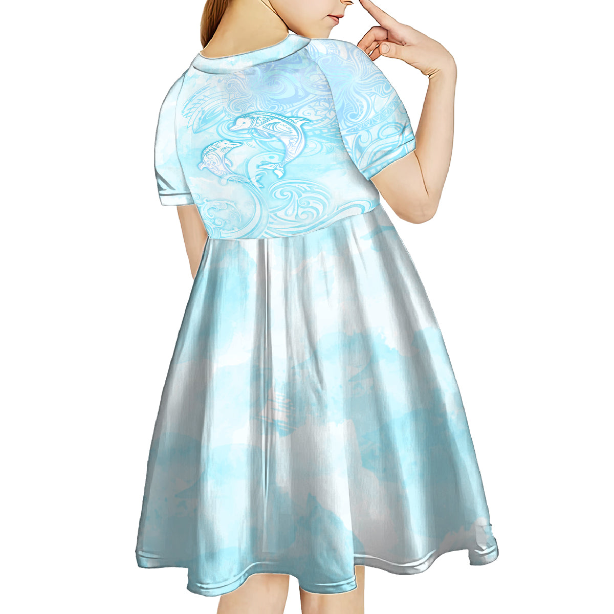 Polynesia Dolphins Under The Sea Kid Short Sleeve Dress Simple Style LT05 - Polynesian Pride