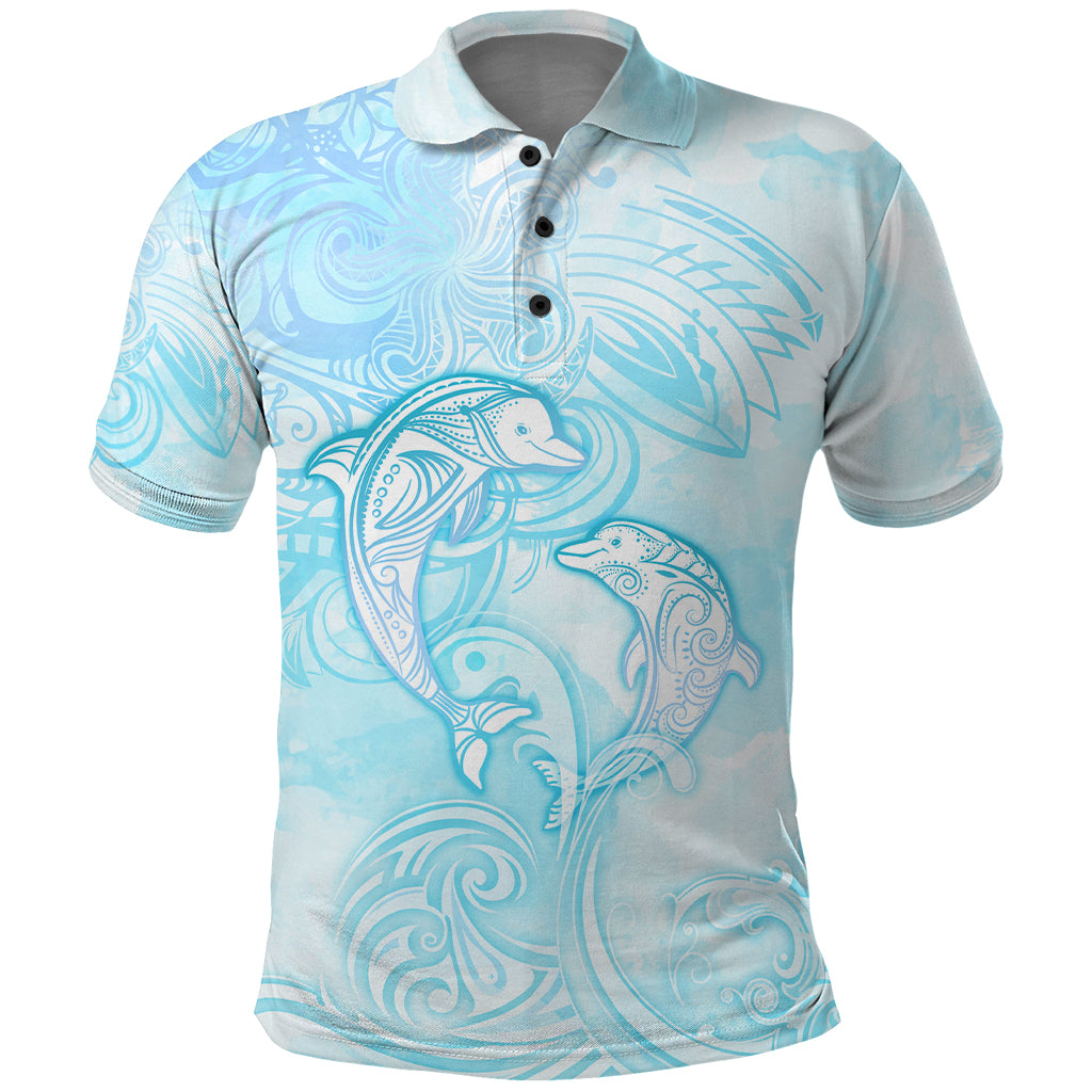 Polynesia Dolphins Under The Sea Polo Shirt Simple Style LT05 Baby Blue - Polynesian Pride