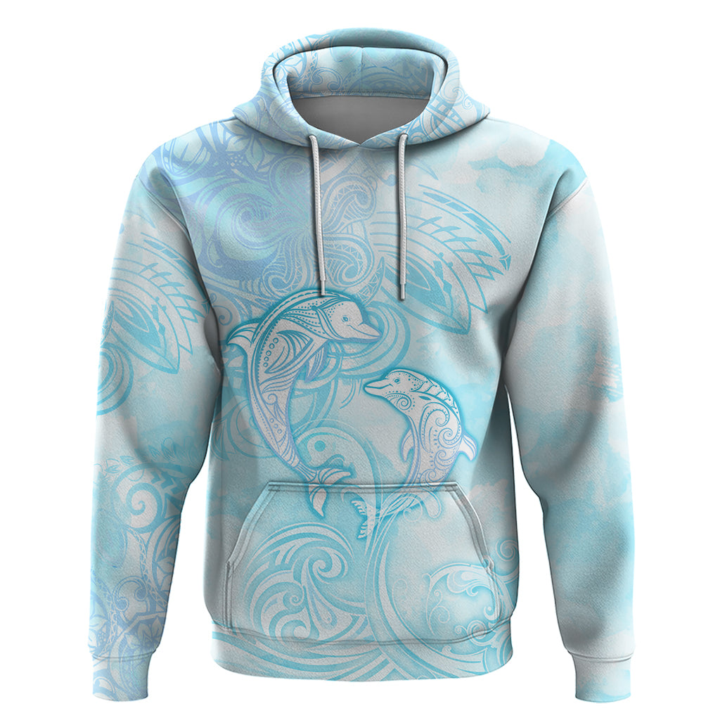 Polynesia Dolphins Under The Sea Zip Hoodie Simple Style LT05 Pullover Hoodie Baby Blue - Polynesian Pride
