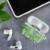Green Hawaii Tapa Pattern AirPods Case With Heliconia Vintage Style LT05 - Polynesian Pride