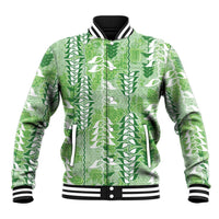Green Hawaii Tapa Pattern Baseball Jacket With Heliconia Vintage Style LT05 Unisex Green - Polynesian Pride