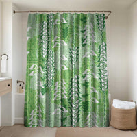 Green Hawaii Tapa Pattern Bathroom Set With Heliconia Vintage Style LT05 Shower Curtain Only Green - Polynesian Pride