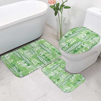 Green Hawaii Tapa Pattern Bathroom Set With Heliconia Vintage Style LT05 - Polynesian Pride