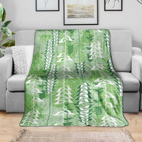 Green Hawaii Tapa Pattern Blanket With Heliconia Vintage Style LT05 - Polynesian Pride