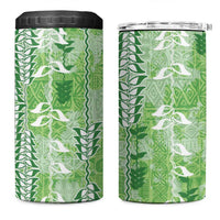Green Hawaii Tapa Pattern 4 in 1 Can Cooler Tumbler With Heliconia Vintage Style LT05 One Size: 16 oz Green - Polynesian Pride
