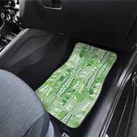 Green Hawaii Tapa Pattern Car Mats With Heliconia Vintage Style LT05 - Polynesian Pride