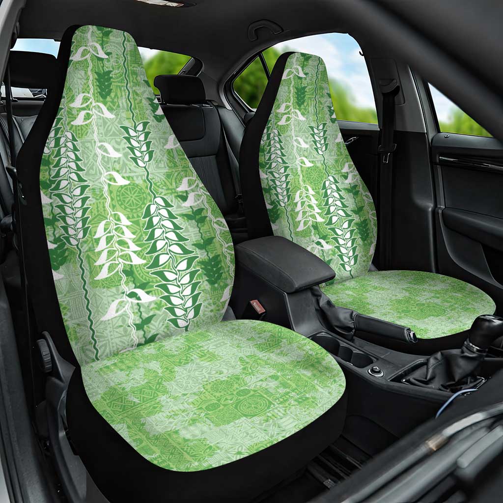 Green Hawaii Tapa Pattern Car Seat Cover With Heliconia Vintage Style LT05 One Size Green - Polynesian Pride