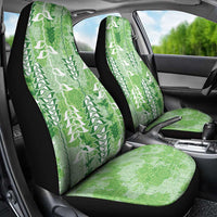 Green Hawaii Tapa Pattern Car Seat Cover With Heliconia Vintage Style LT05 - Polynesian Pride