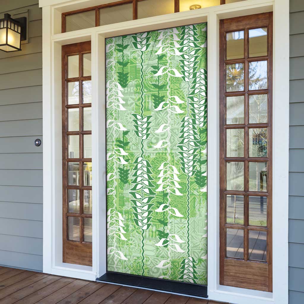 Green Hawaii Tapa Pattern Door Cover With Heliconia Vintage Style LT05 - Polynesian Pride