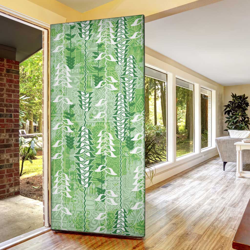 Green Hawaii Tapa Pattern Door Cover With Heliconia Vintage Style LT05 - Polynesian Pride