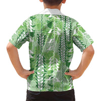Green Hawaii Tapa Pattern Family Matching Short Sleeve Bodycon Dress and Hawaiian Shirt With Heliconia Vintage Style