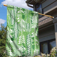 Green Hawaii Tapa Pattern Garden Flag With Heliconia Vintage Style LT05 - Polynesian Pride