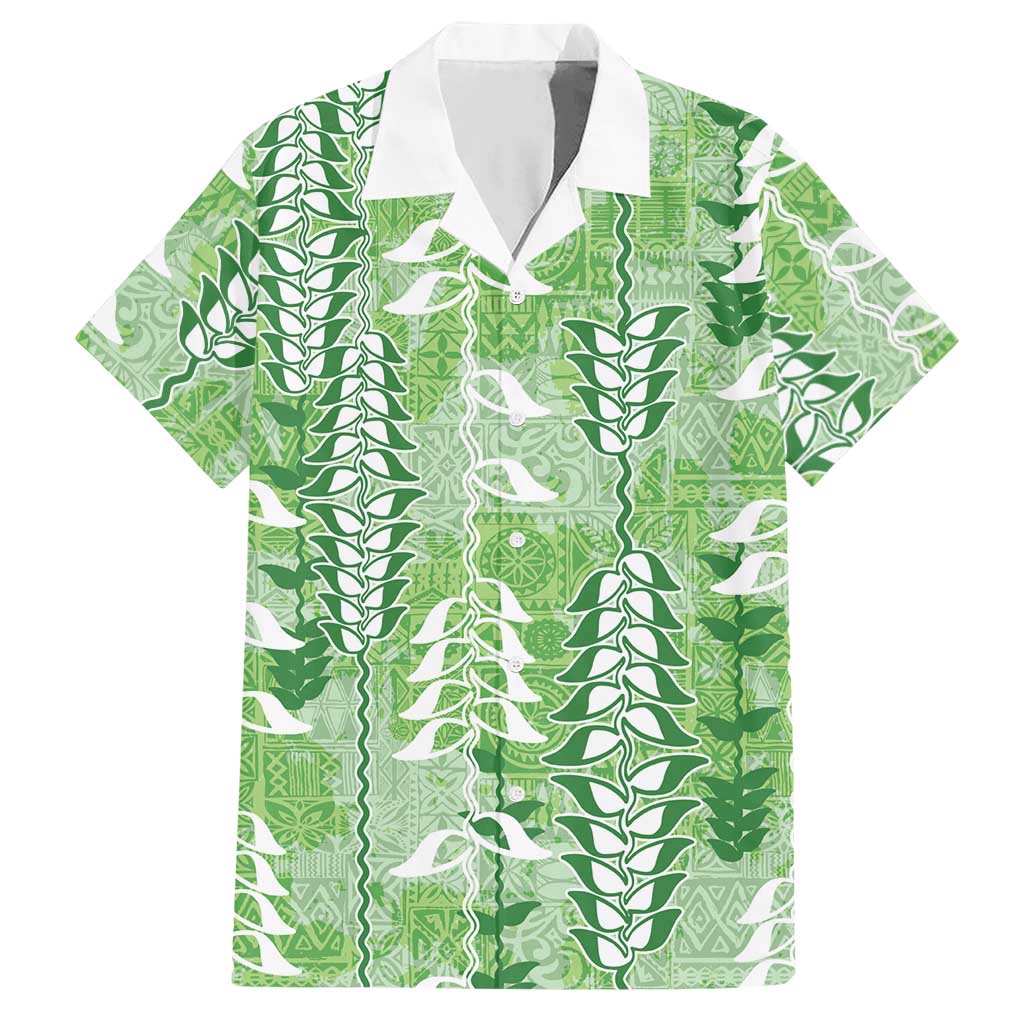 Green Hawaii Tapa Pattern Hawaiian Shirt With Heliconia Vintage Style LT05 Green - Polynesian Pride