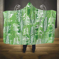 Green Hawaii Tapa Pattern Hooded Blanket With Heliconia Vintage Style LT05 - Polynesian Pride