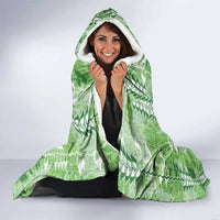 Green Hawaii Tapa Pattern Hooded Blanket With Heliconia Vintage Style LT05 - Polynesian Pride