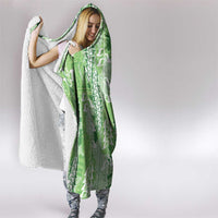 Green Hawaii Tapa Pattern Hooded Blanket With Heliconia Vintage Style LT05 - Polynesian Pride