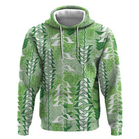 Green Hawaii Tapa Pattern Hoodie With Heliconia Vintage Style LT05 Pullover Hoodie Green - Polynesian Pride