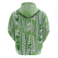 Green Hawaii Tapa Pattern Hoodie With Heliconia Vintage Style LT05 - Polynesian Pride
