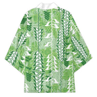 Green Hawaii Tapa Pattern Kimono With Heliconia Vintage Style LT05 - Polynesian Pride
