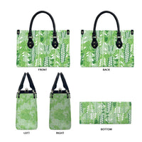 Green Hawaii Tapa Pattern Leather Bag With Heliconia Vintage Style LT05 - Polynesian Pride