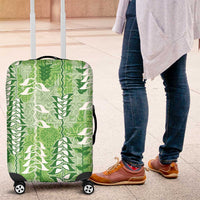 Green Hawaii Tapa Pattern Luggage Cover With Heliconia Vintage Style LT05 Green - Polynesian Pride