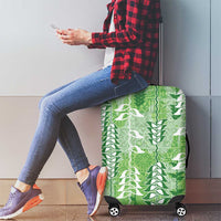 Green Hawaii Tapa Pattern Luggage Cover With Heliconia Vintage Style LT05 - Polynesian Pride
