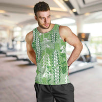 Green Hawaii Tapa Pattern Men Tank Top With Heliconia Vintage Style LT05 Green - Polynesian Pride