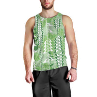 Green Hawaii Tapa Pattern Men Tank Top With Heliconia Vintage Style LT05 - Polynesian Pride