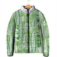 Green Hawaii Tapa Pattern Padded Jacket With Heliconia Vintage Style LT05 - Polynesian Pride