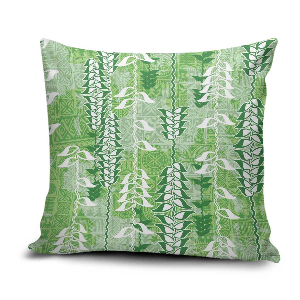 Green Hawaii Tapa Pattern Pillow Cover With Heliconia Vintage Style LT05 Green - Polynesian Pride